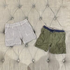Carter's Green and Striped Kids Shorts Set